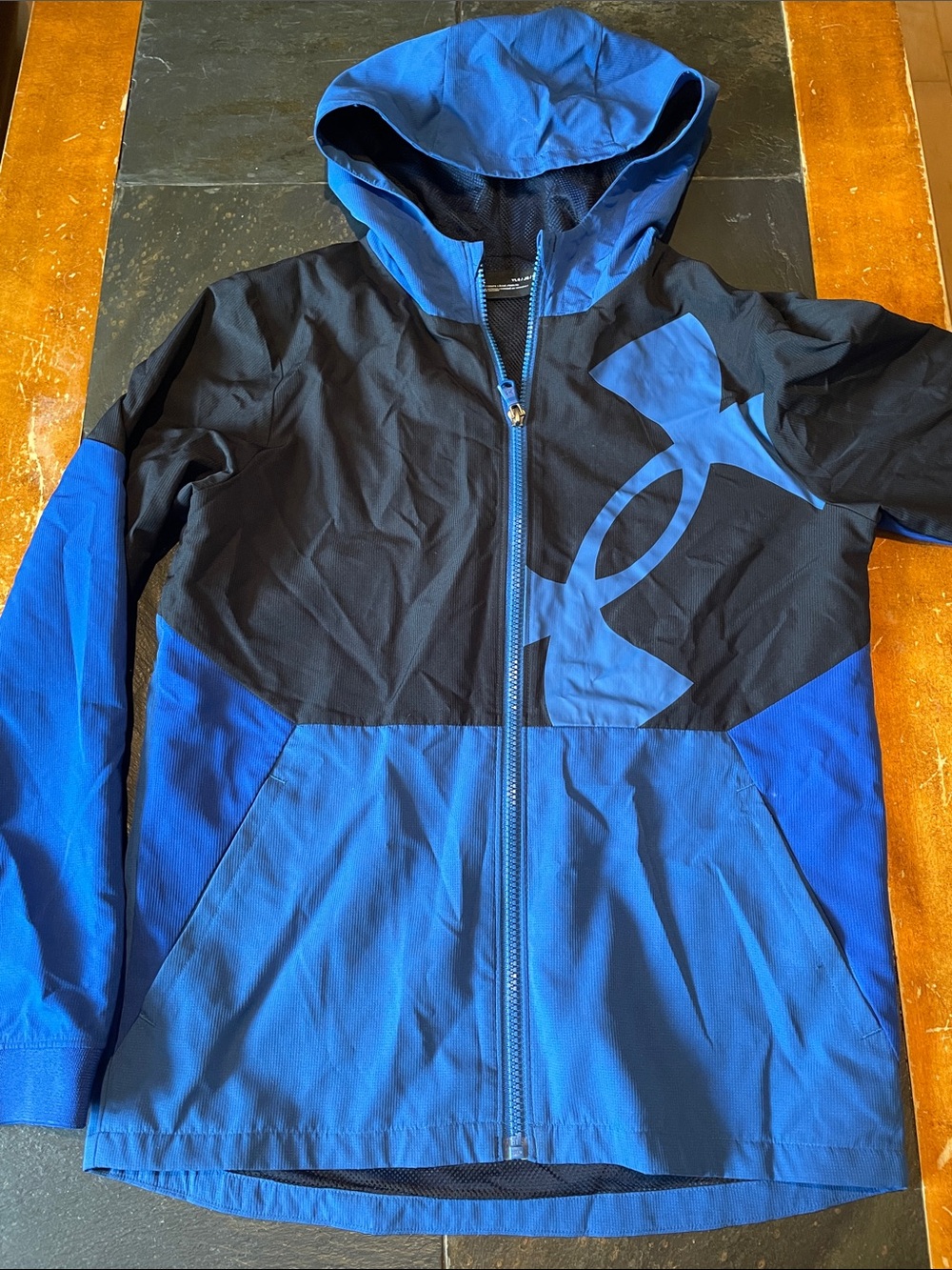 Under Armour Blue and Black Hooded Windbreaker